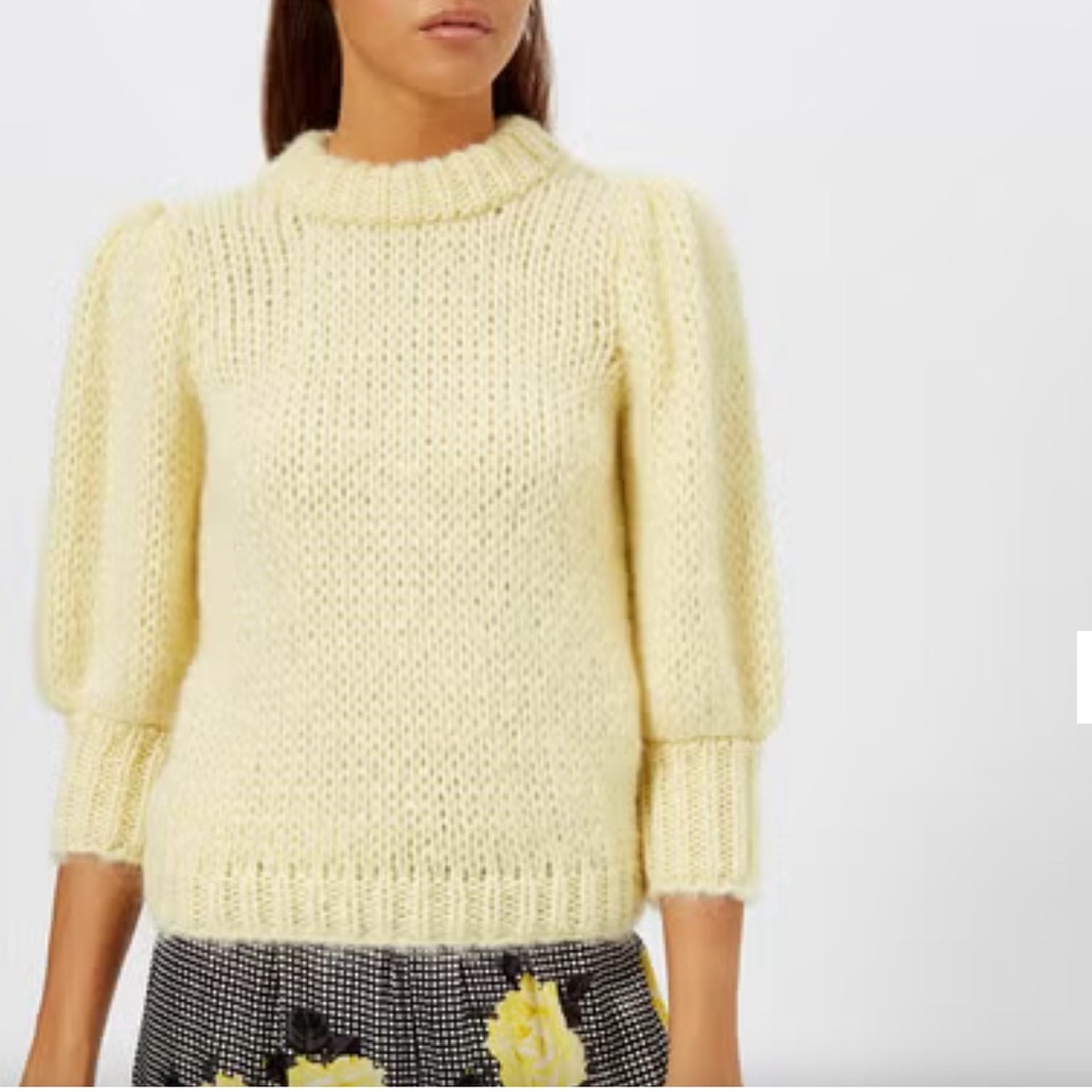 NEVER WORN- Ganni Julliard Mohair Puff Sleeve Sweater in Anise Flower